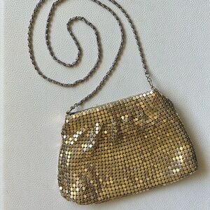 Vintage 80s Gold Metal Mesh Crossbody Bag